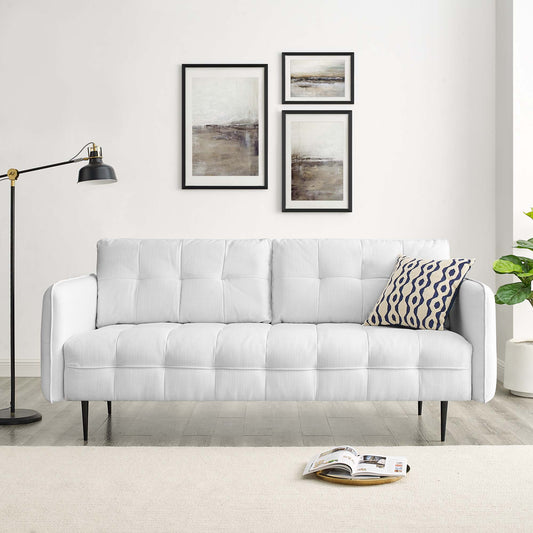 Carron Modern Lounge Fabric Sofa, White