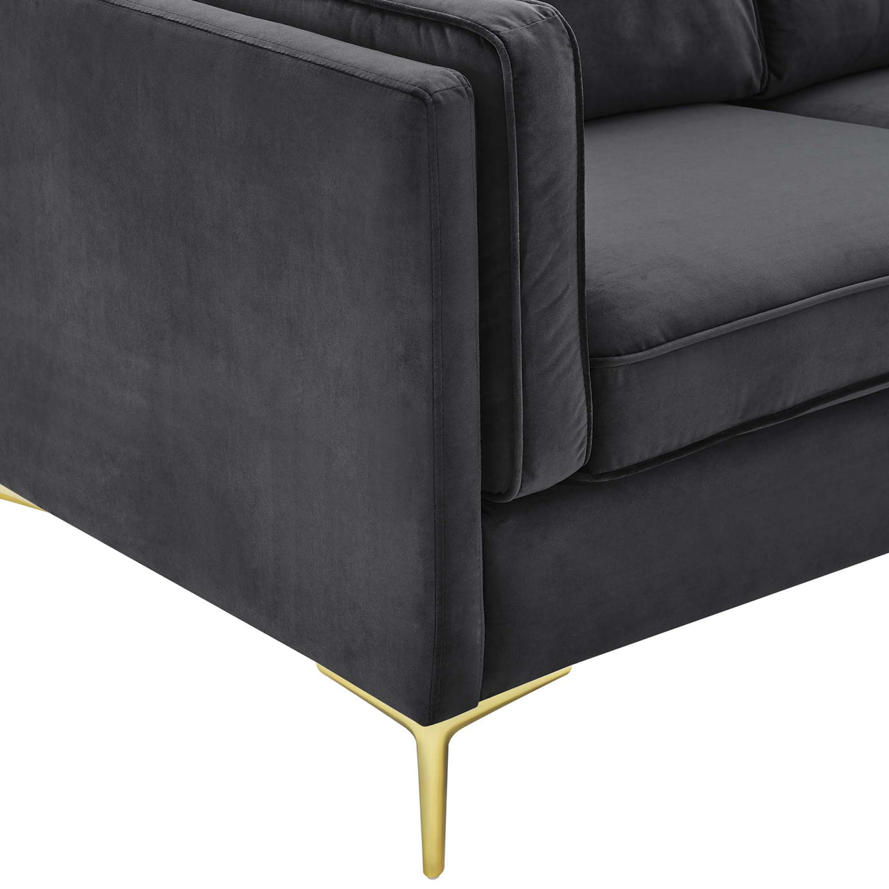 Ociel Upholstered Velvet Sofa, Charcoal