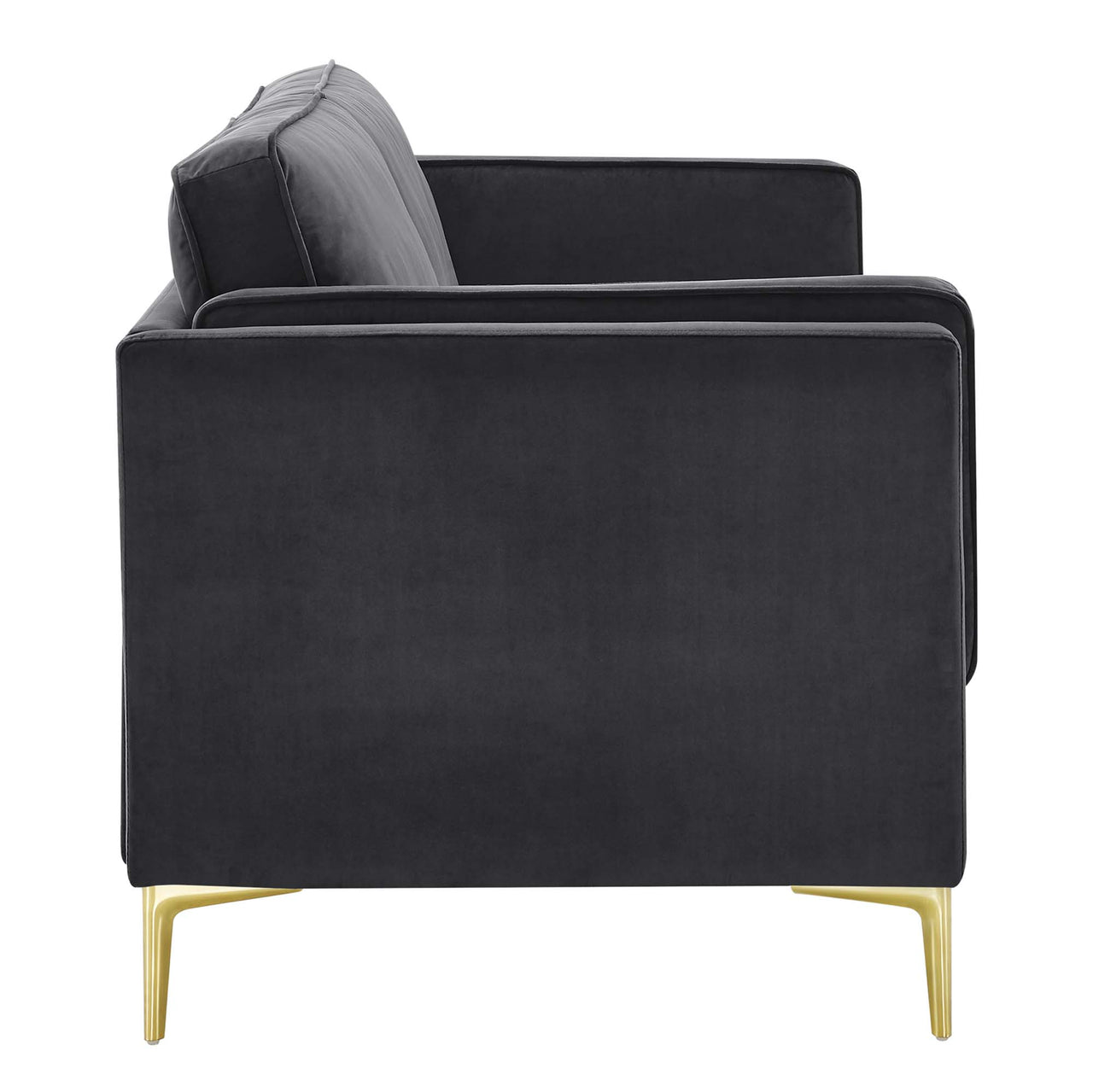 Ociel Upholstered Velvet Sofa, Charcoal
