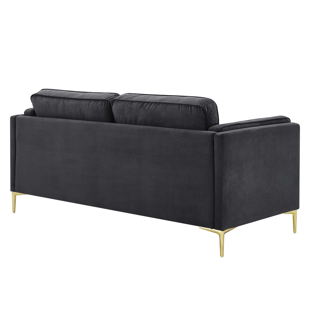 Ociel Upholstered Velvet Sofa, Charcoal