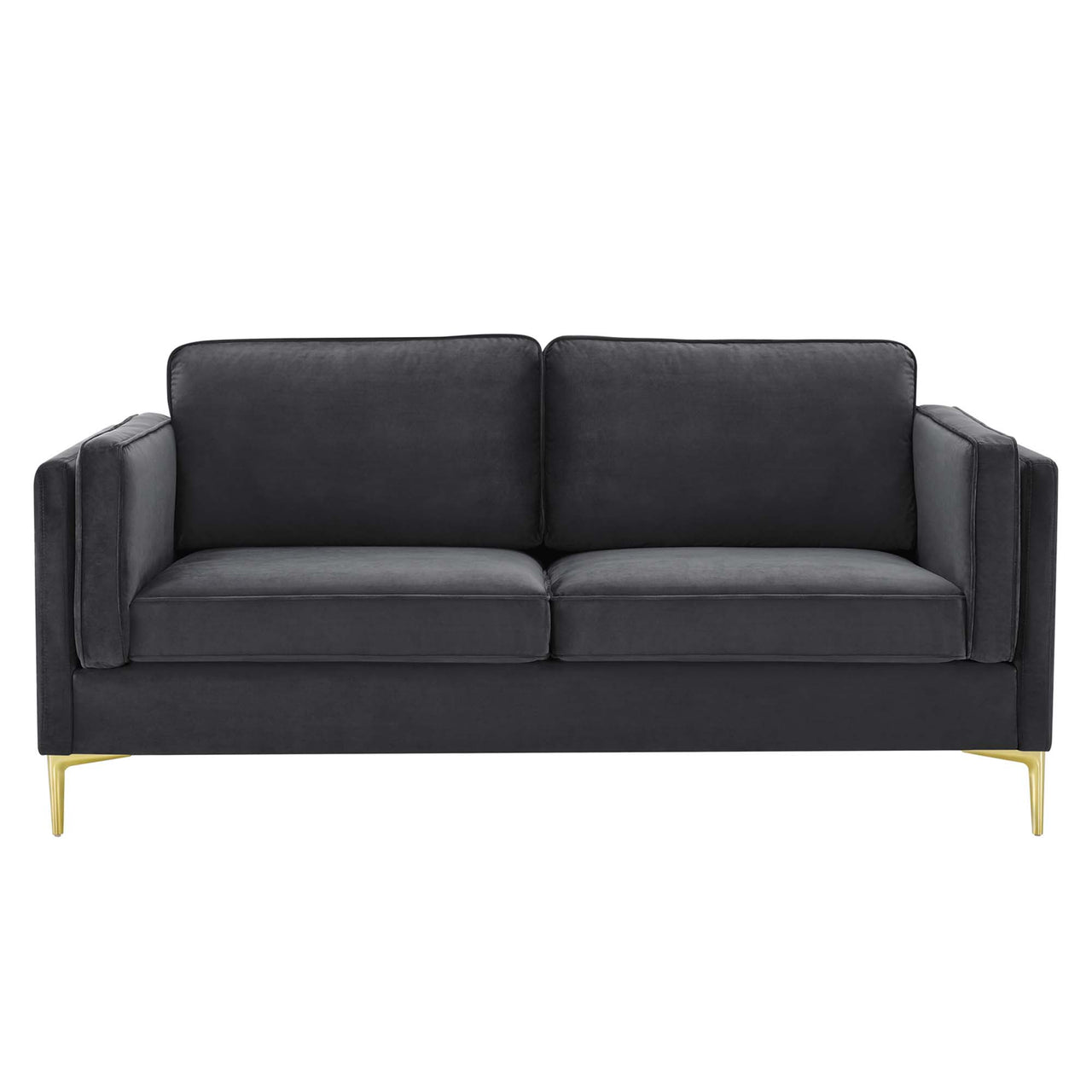 Ociel Upholstered Velvet Sofa, Charcoal