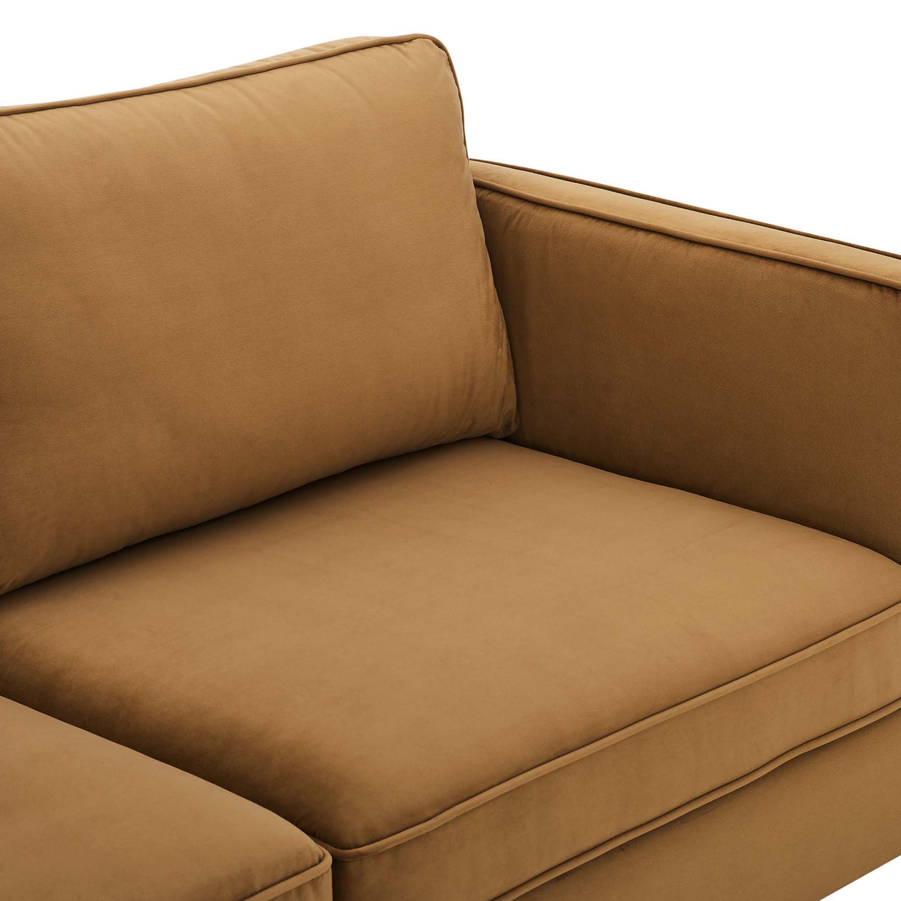 Ociel Upholstered Velvet Sofa, Cognac
