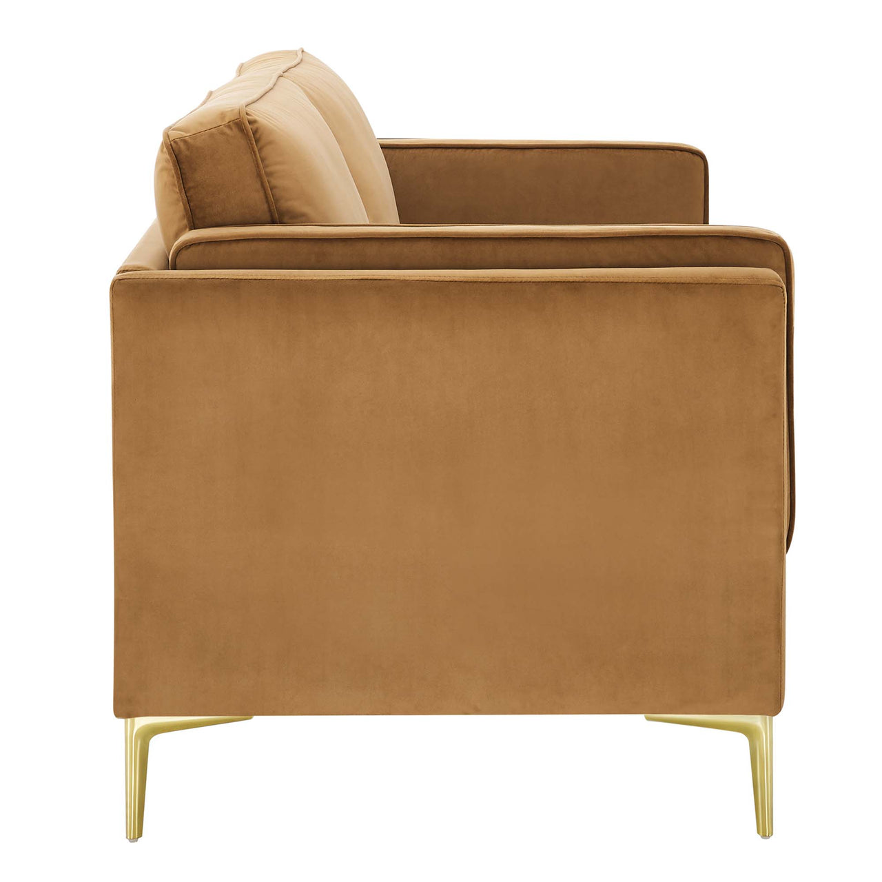 Ociel Upholstered Velvet Sofa, Cognac