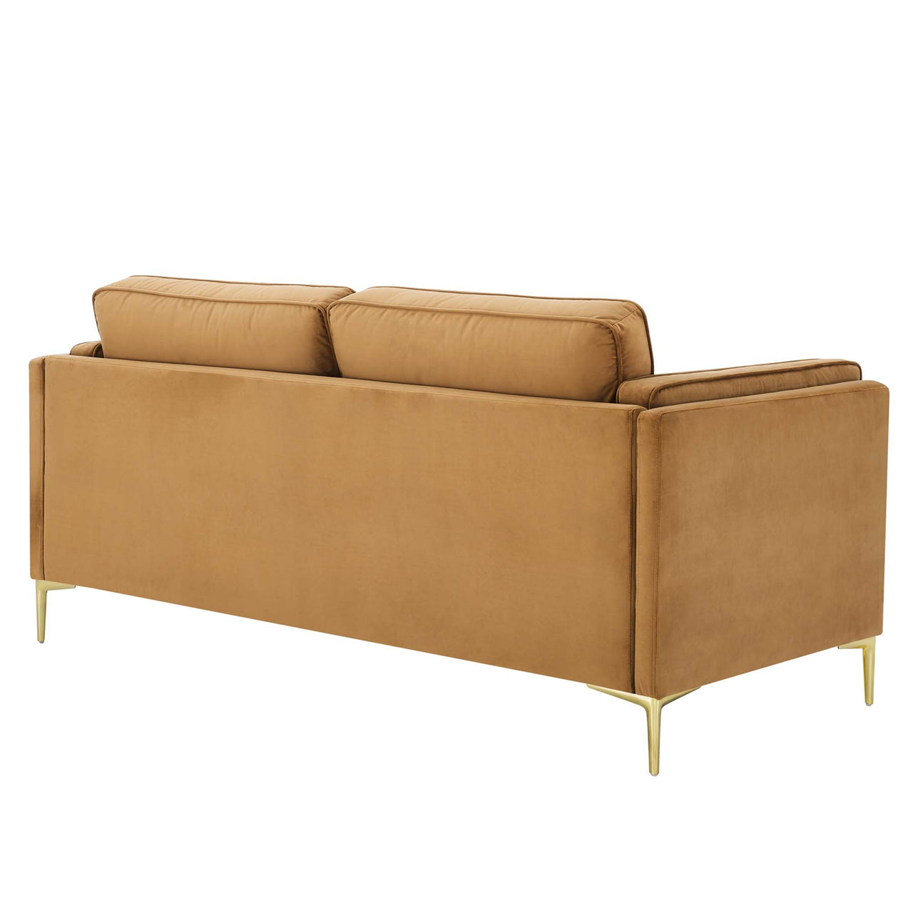 Ociel Upholstered Velvet Sofa, Cognac