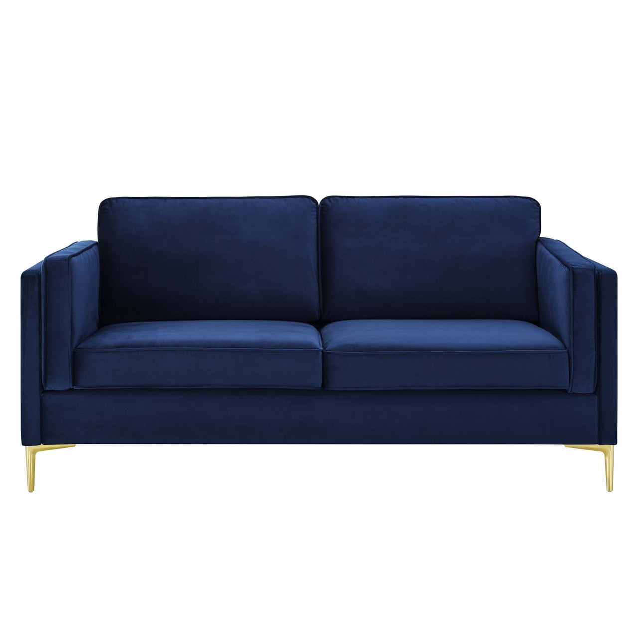 Ociel Upholstered Velvet Sofa, Dark Blue