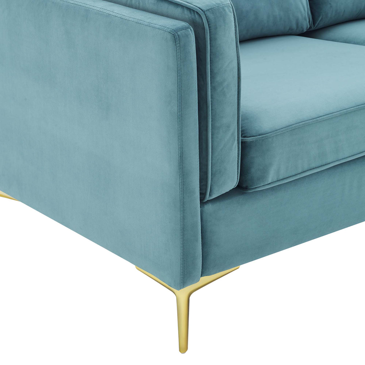 Ociel Upholstered Velvet Sofa, Caspian Blue