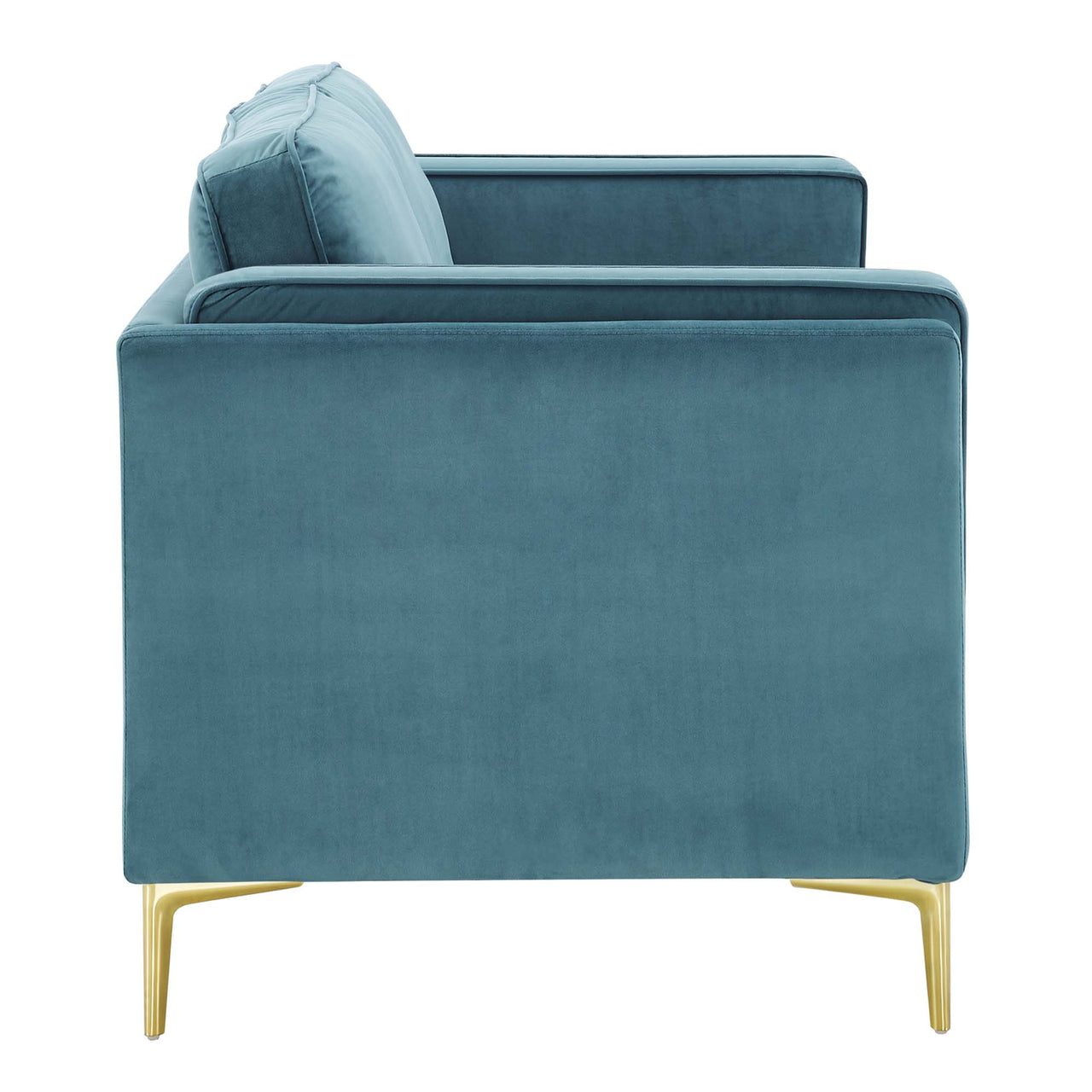 Ociel Upholstered Velvet Sofa, Caspian Blue