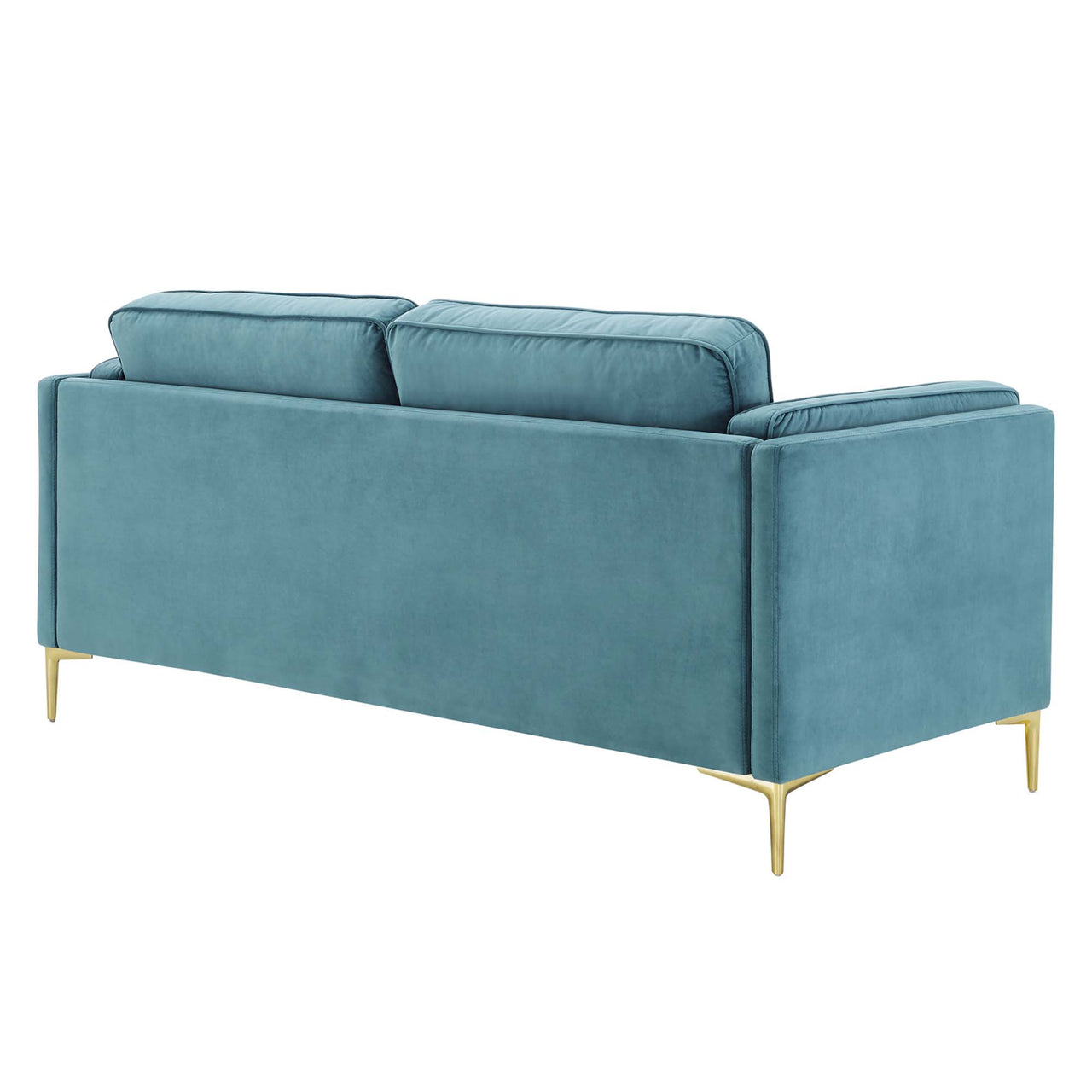 Ociel Upholstered Velvet Sofa, Caspian Blue