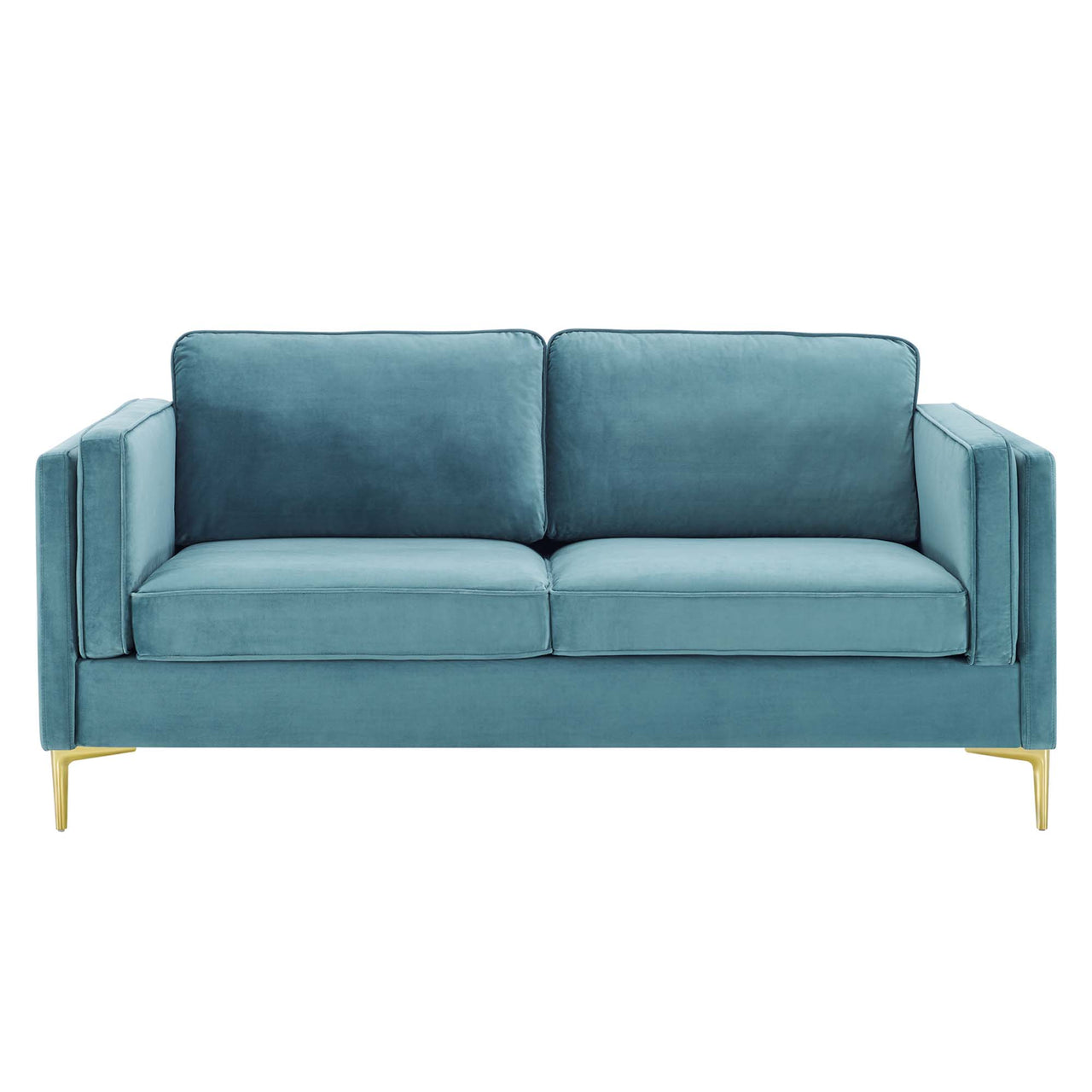 Ociel Upholstered Velvet Sofa, Caspian Blue