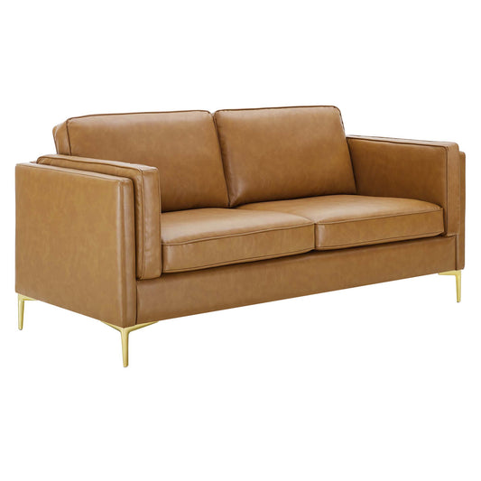Ociel Eco-Leather Sofa, Tan