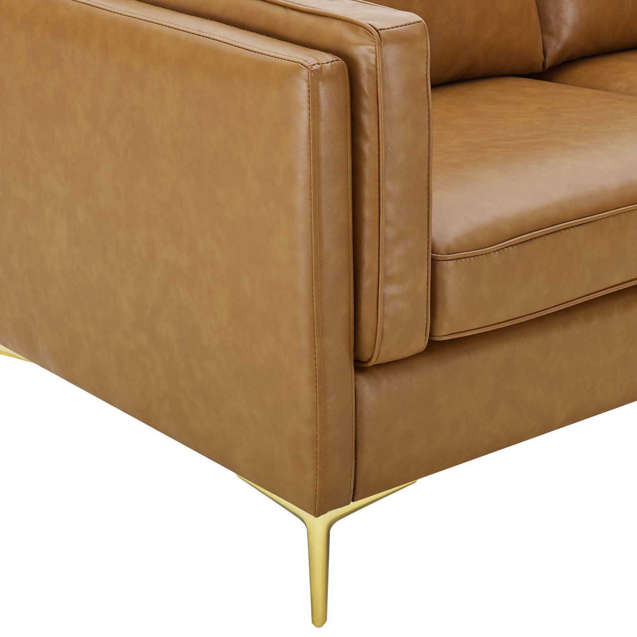 Ociel Eco-Leather Sofa, Tan
