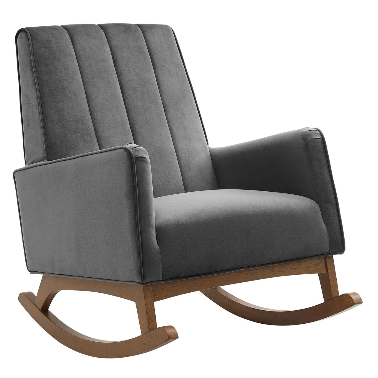 Dorvelle Upholstered Velvet Lounge Chair, Gray