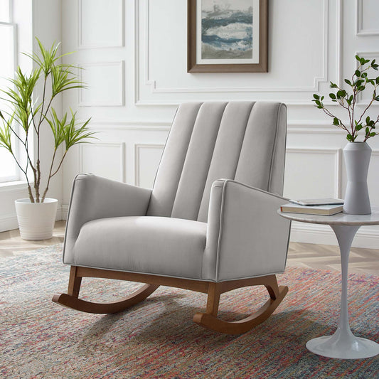 Dorvelle Upholstered Velvet Lounge Chair, Light Gray