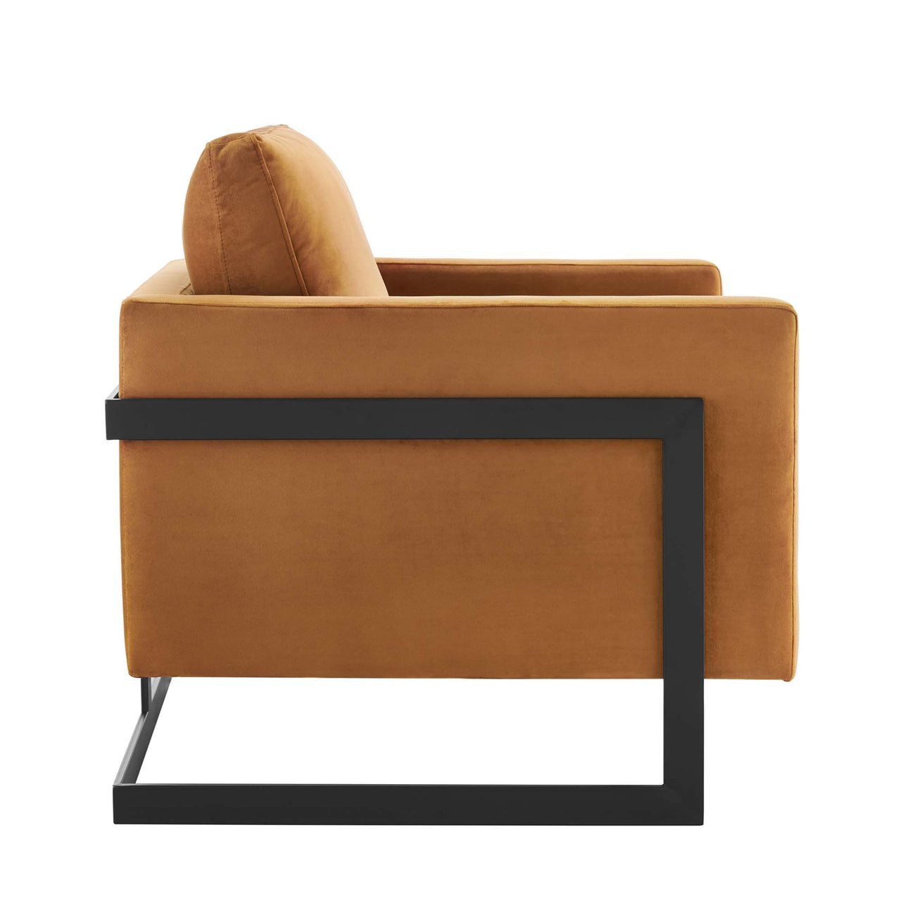 Parallel Upholstered Velvet Armchair, Cognac