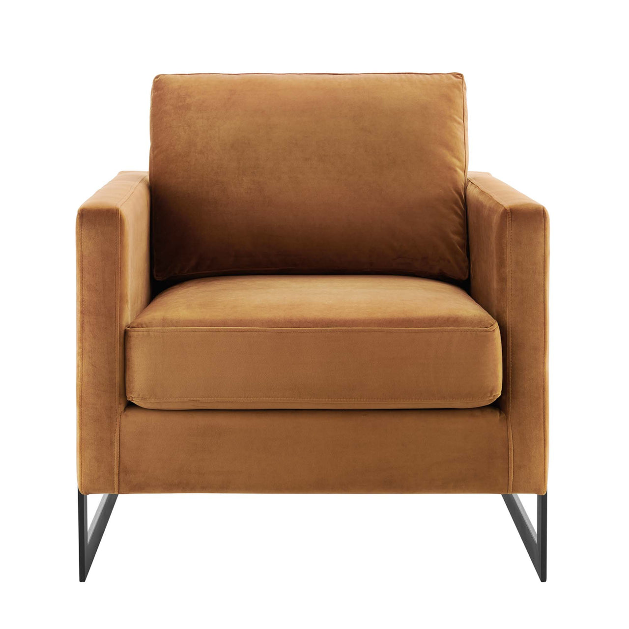 Parallel Upholstered Velvet Armchair, Cognac