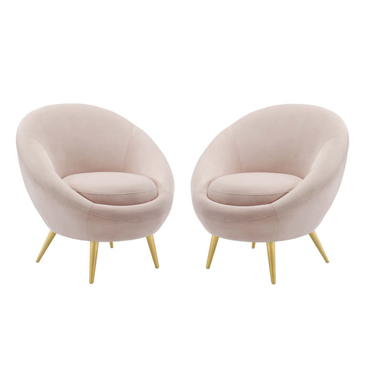 Silenna Velvet Accent Chair Set of 2, Pink