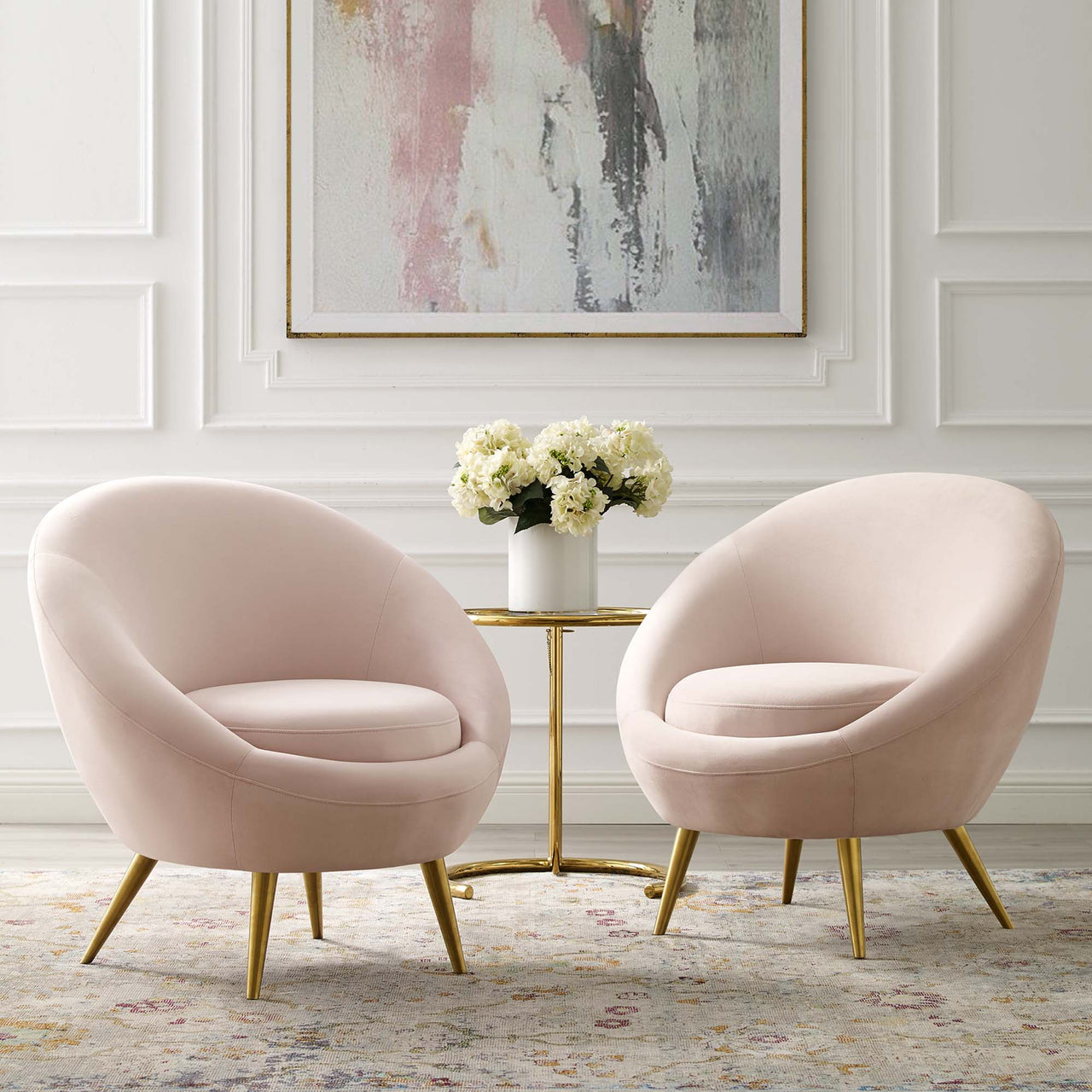 Silenna Velvet Accent Chair Set of 2, Pink