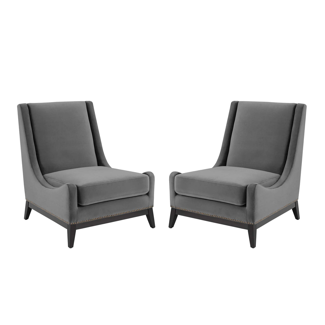 Assertion Upholstered Velvet Accent Chair Set of 2, Gray