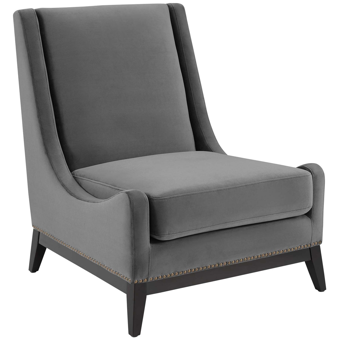 Assertion Upholstered Velvet Accent Chair Set of 2, Gray