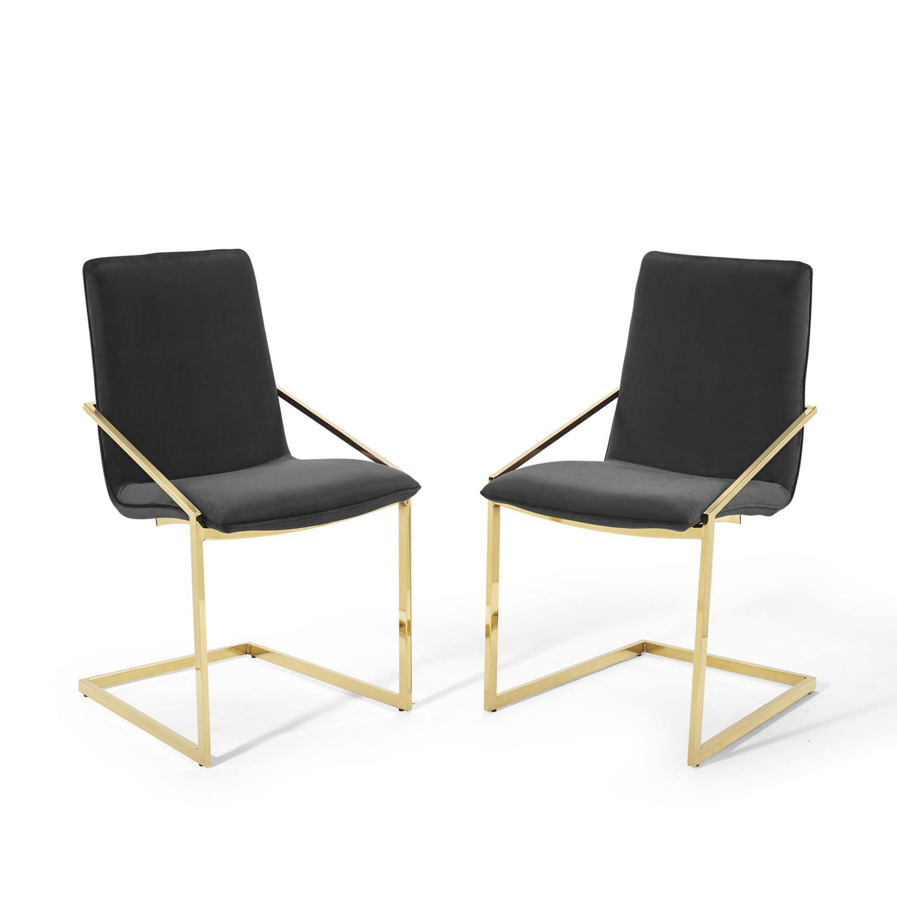 Balance Upholstered Velvet Dining Armchair Set of 2, Black