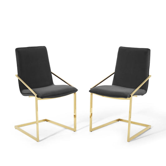 Balance Upholstered Velvet Dining Armchair Set of 2, Black