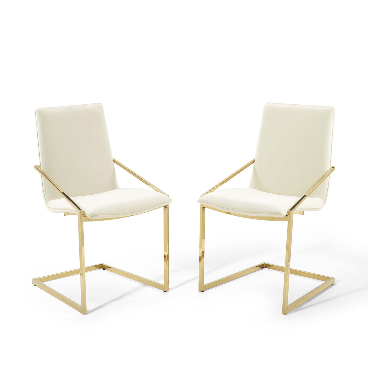 Balance Upholstered Velvet Dining Armchair Set of 2, Ivory