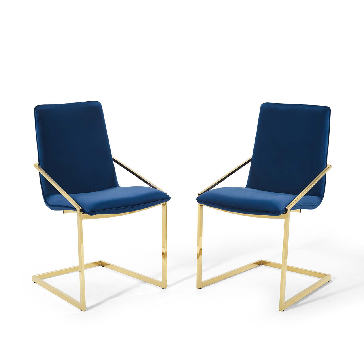 Balance Upholstered Velvet Dining Armchair Set of 2, Navy