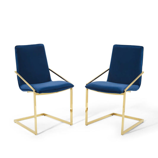Balance Upholstered Velvet Dining Armchair Set of 2, Navy