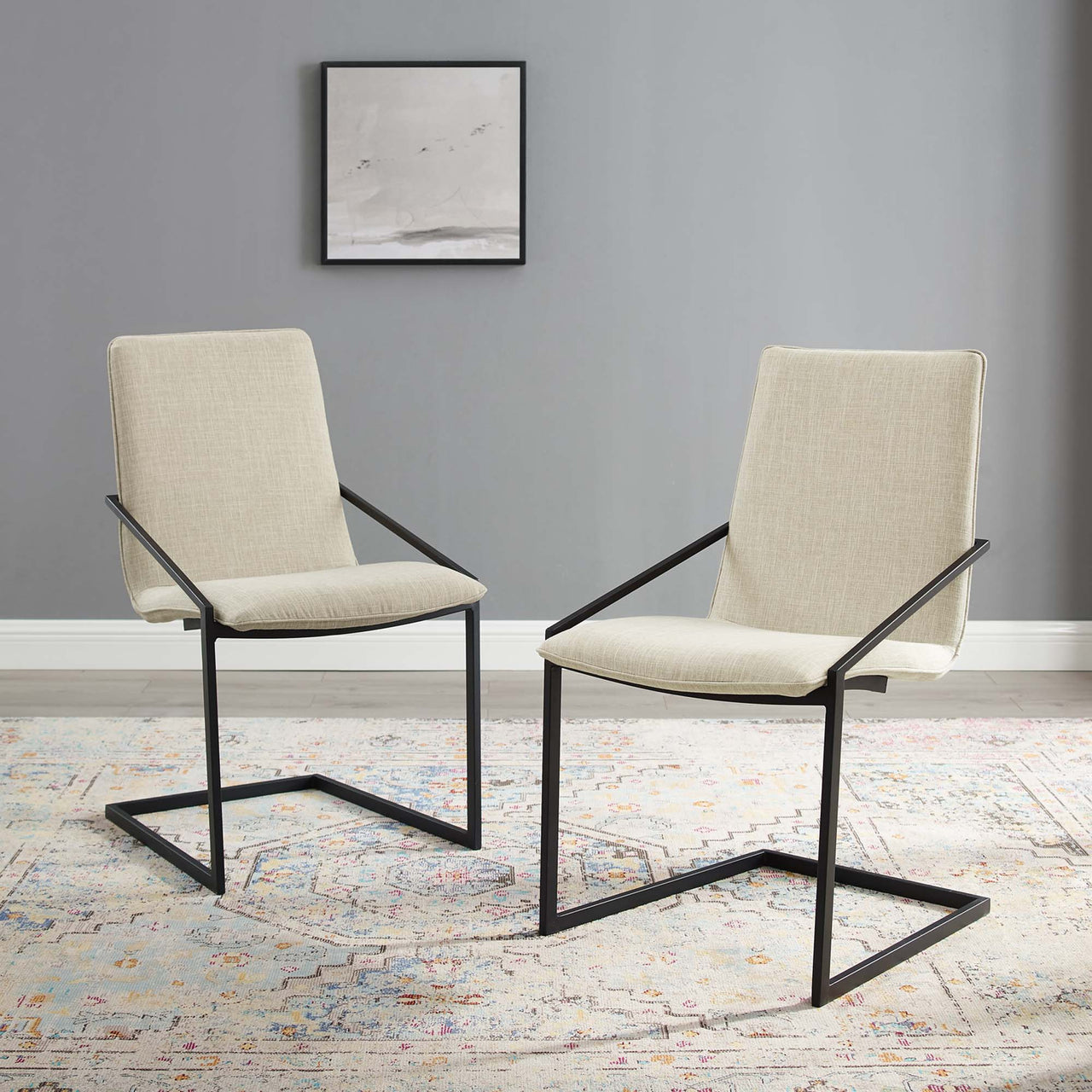 Balance Fabric Dining Armchair Set of 2, Beige