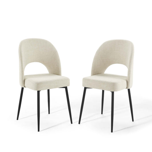 Artemis Fabric Dining Chair Set of 2, Black & Beige