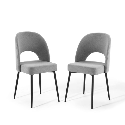 Artemis Fabric Dining Chair Set of 2, Black & Light Gray