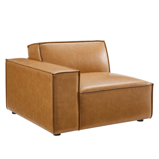 Phoenix Left-Arm Eco-Leather Chair | Modular Sectional Component, Tan