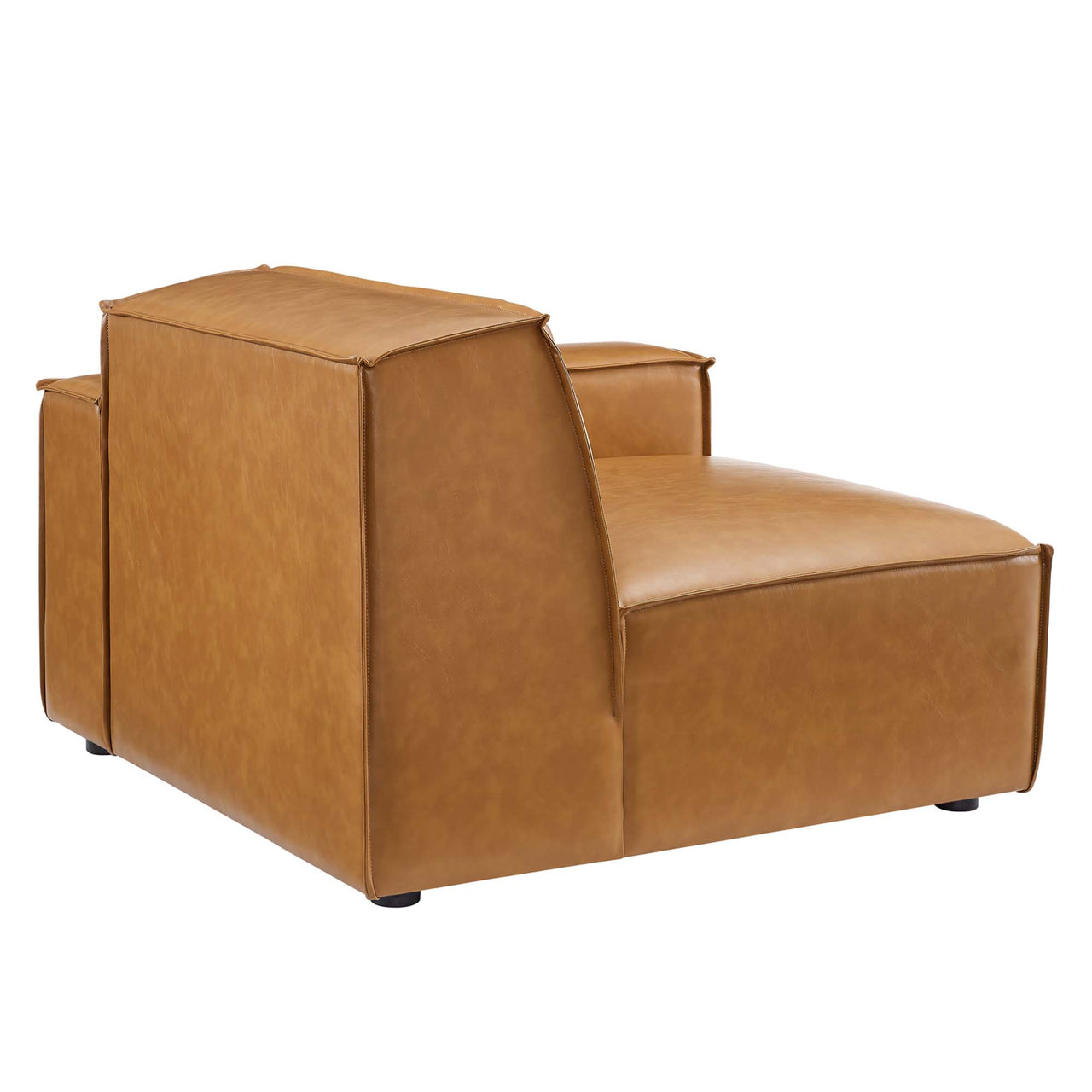 Phoenix Right-Arm Eco-Leather Chair | Modular Sectional Component, Tan