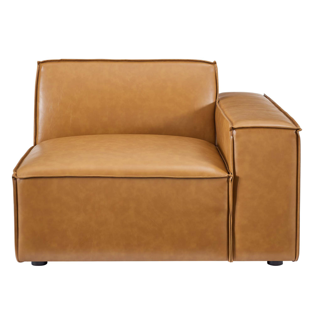 Phoenix Right-Arm Eco-Leather Chair | Modular Sectional Component, Tan