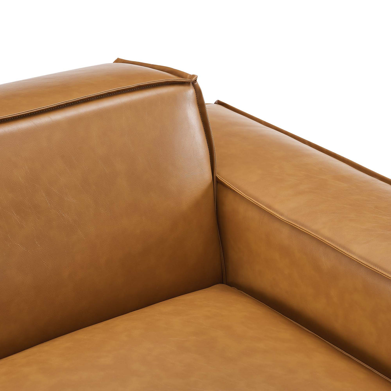 Phoenix Right-Arm Eco-Leather Chair | Modular Sectional Component, Tan
