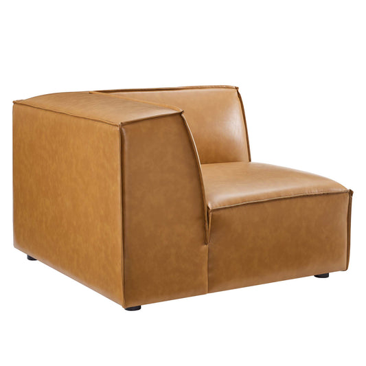 Phoenix Eco-Leather Corner Chair | Modular Sectional Component, Tan