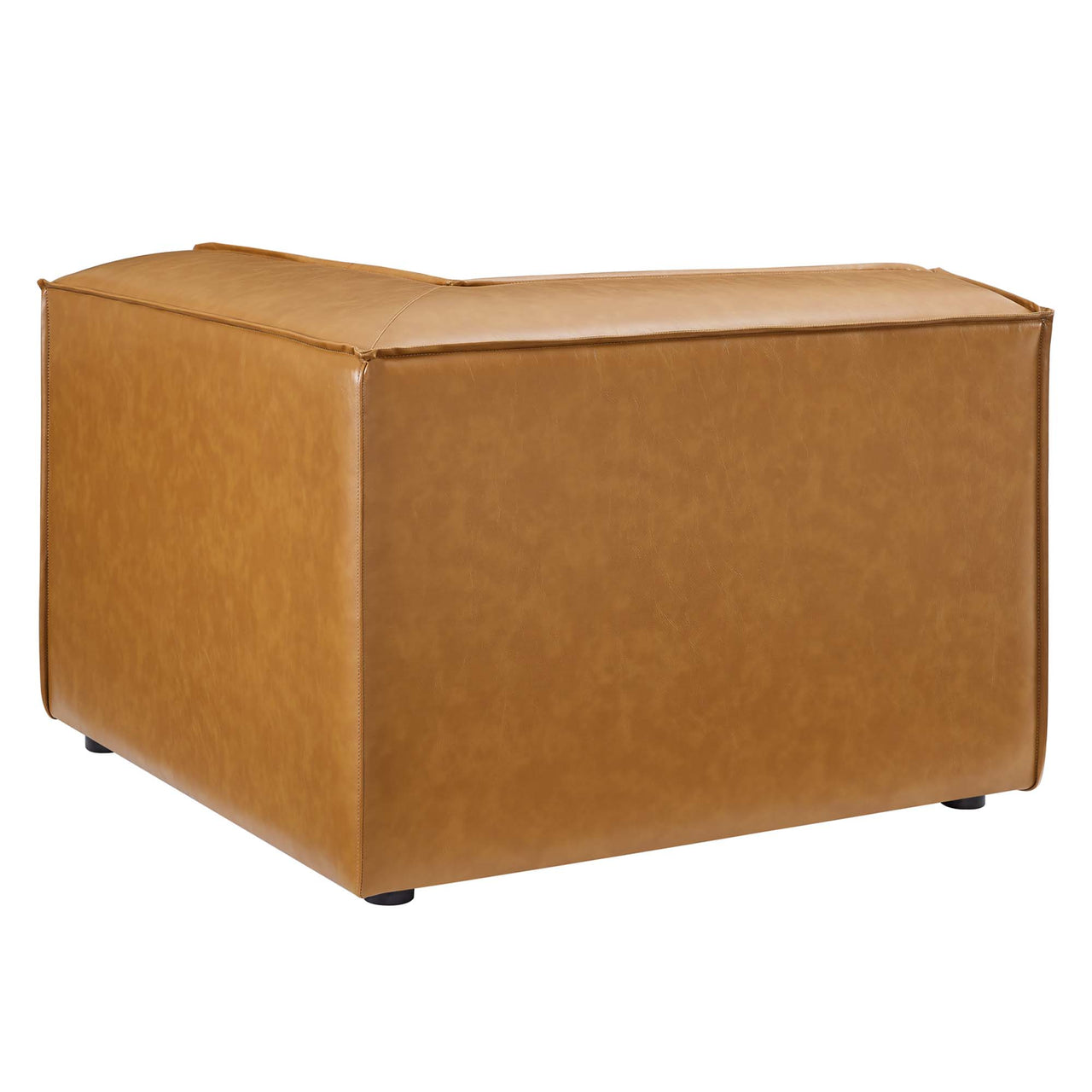 Phoenix Eco-Leather Corner Chair | Modular Sectional Component, Tan