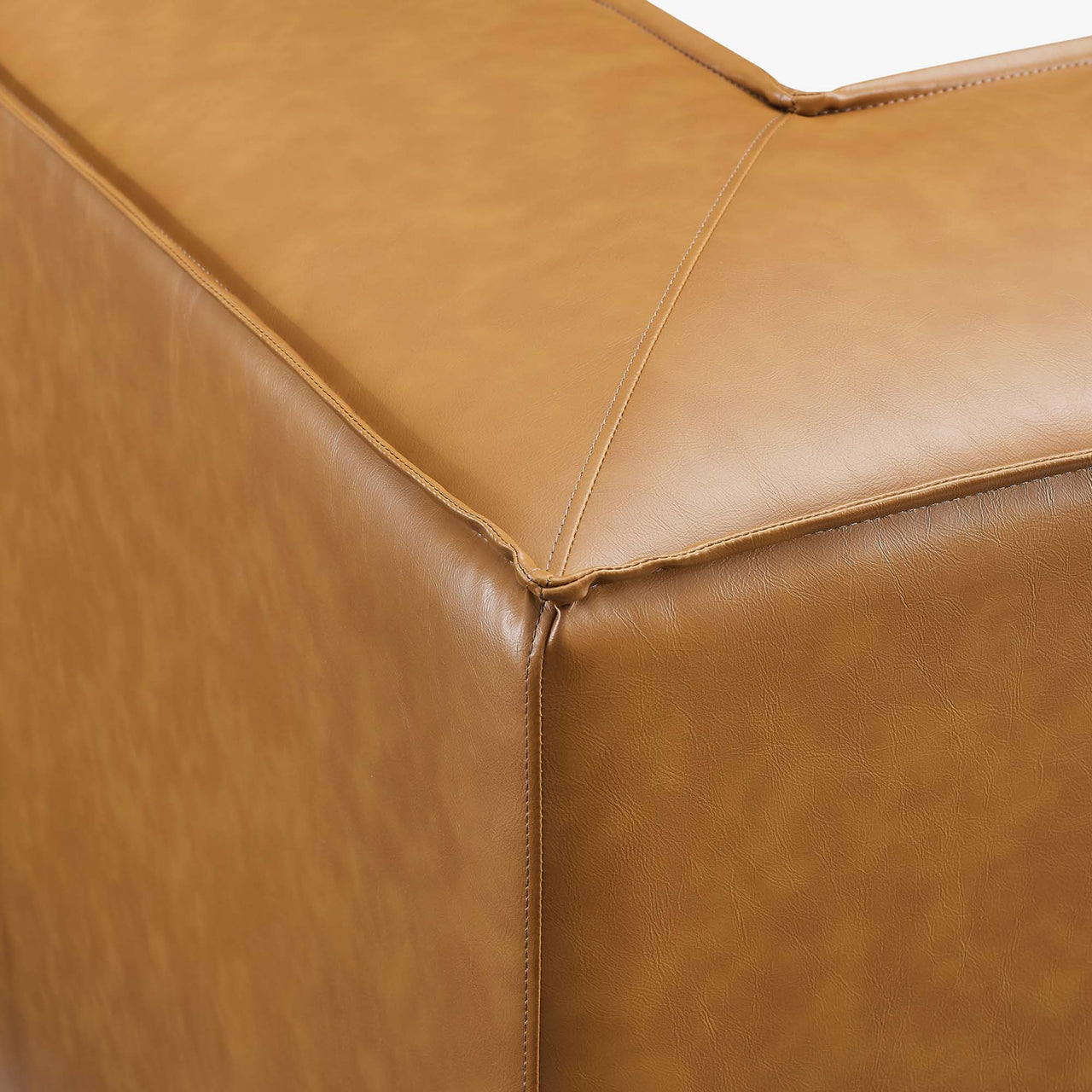 Phoenix Eco-Leather Corner Chair | Modular Sectional Component, Tan