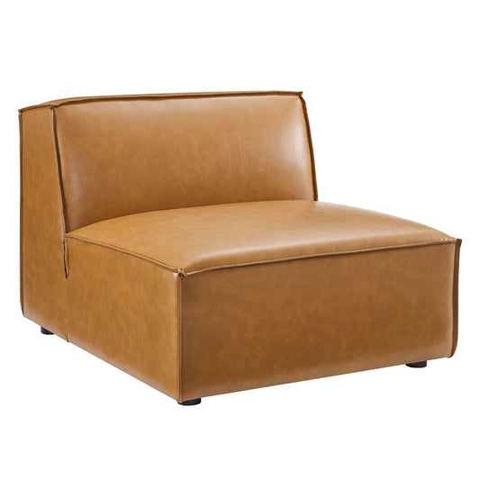 Phoenix Eco-Leather Armless Chair | Modular Sectional Component, Tan