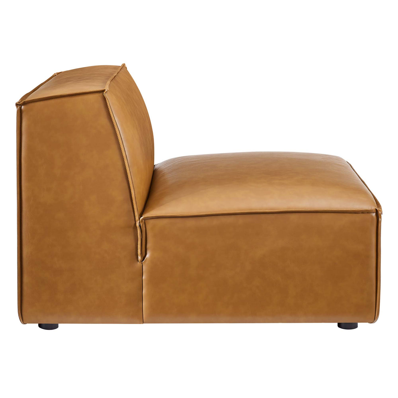 Phoenix Eco-Leather Armless Chair | Modular Sectional Component, Tan