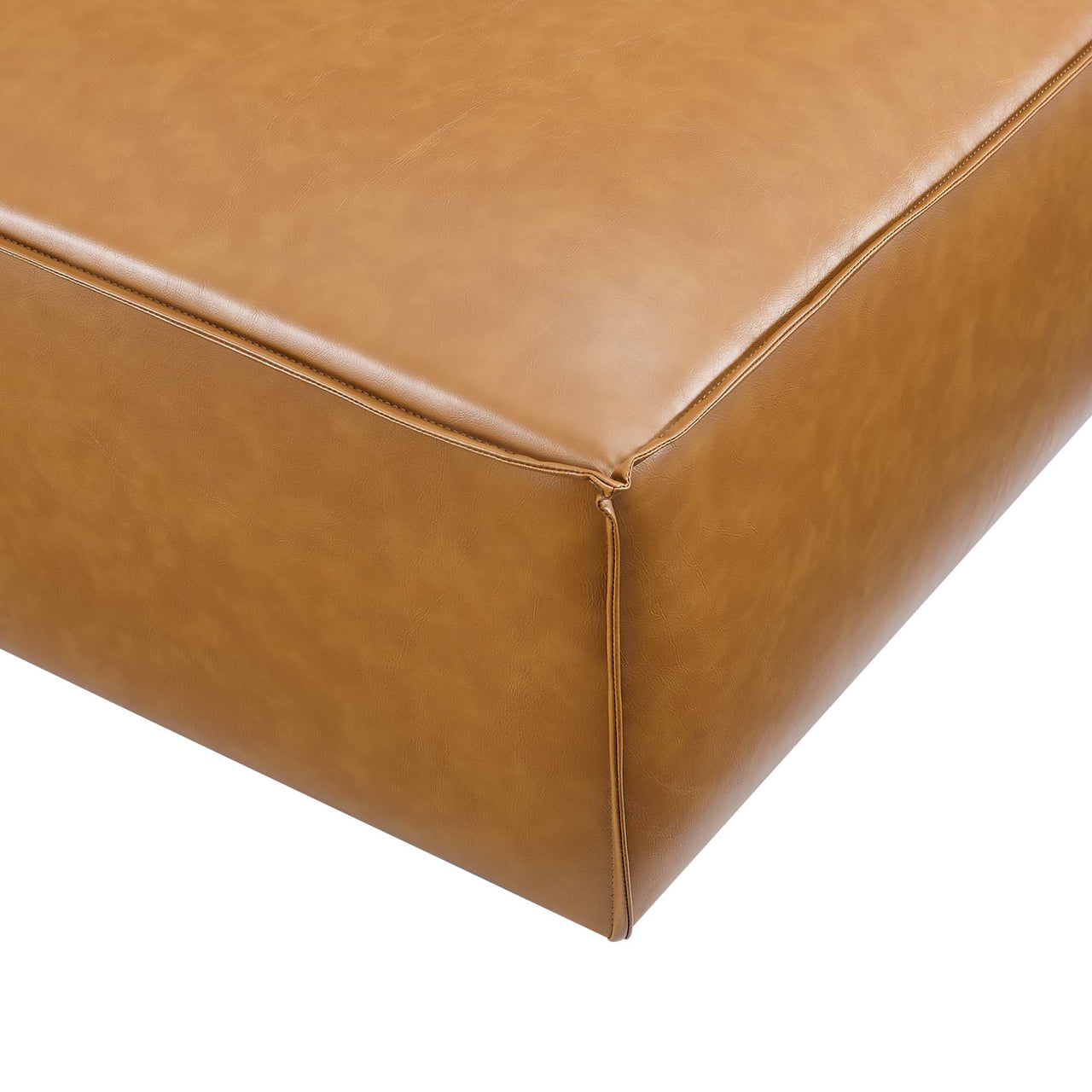 Phoenix Eco-Leather Ottoman | Modular Sectional Component, Tan