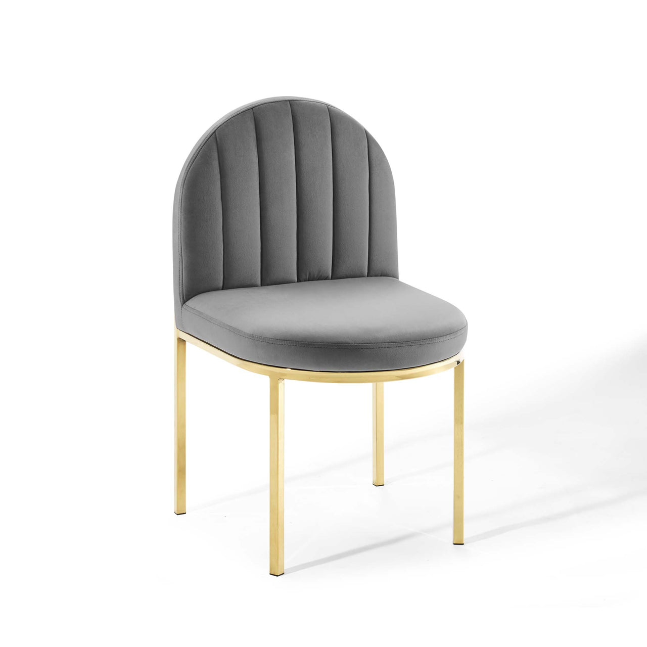 Bivalve Velvet Dining Chair Set of 2, Gold & Gray