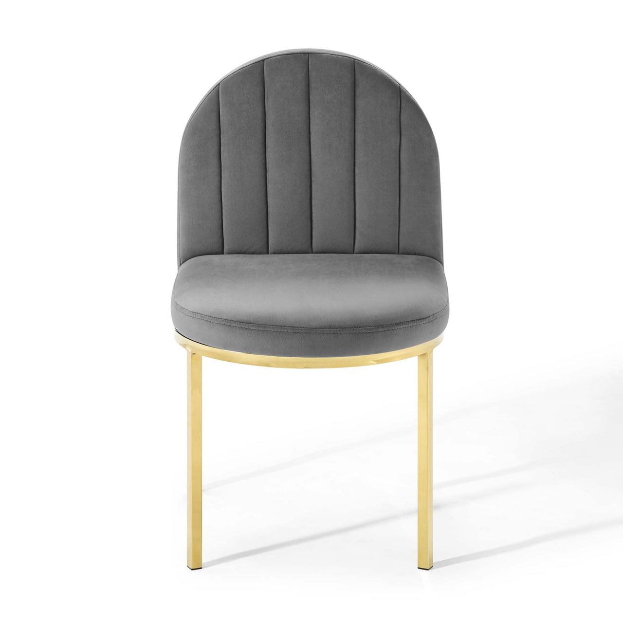 Bivalve Velvet Dining Chair Set of 2, Gold & Gray