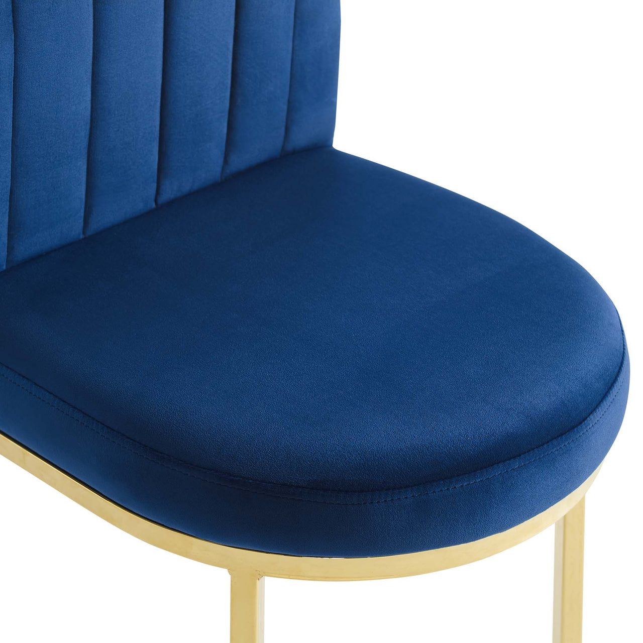 Bivalve Velvet Dining Chair Set of 2, Gold & Navy