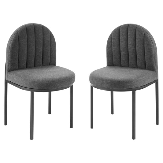 Bivalve Fabric Dining Chair Set of 2, Black & Charcoal