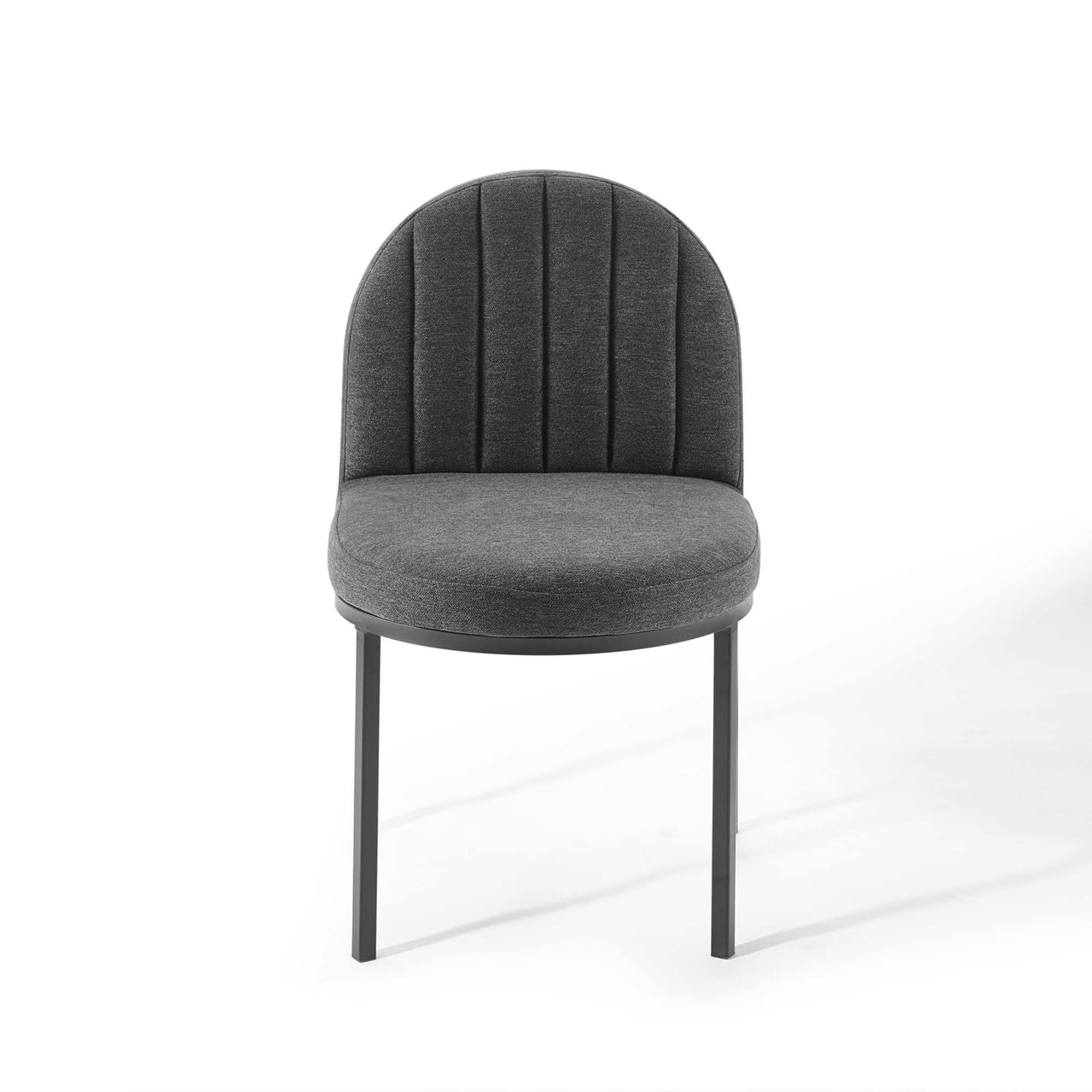 Bivalve Fabric Dining Chair Set of 2, Black & Charcoal
