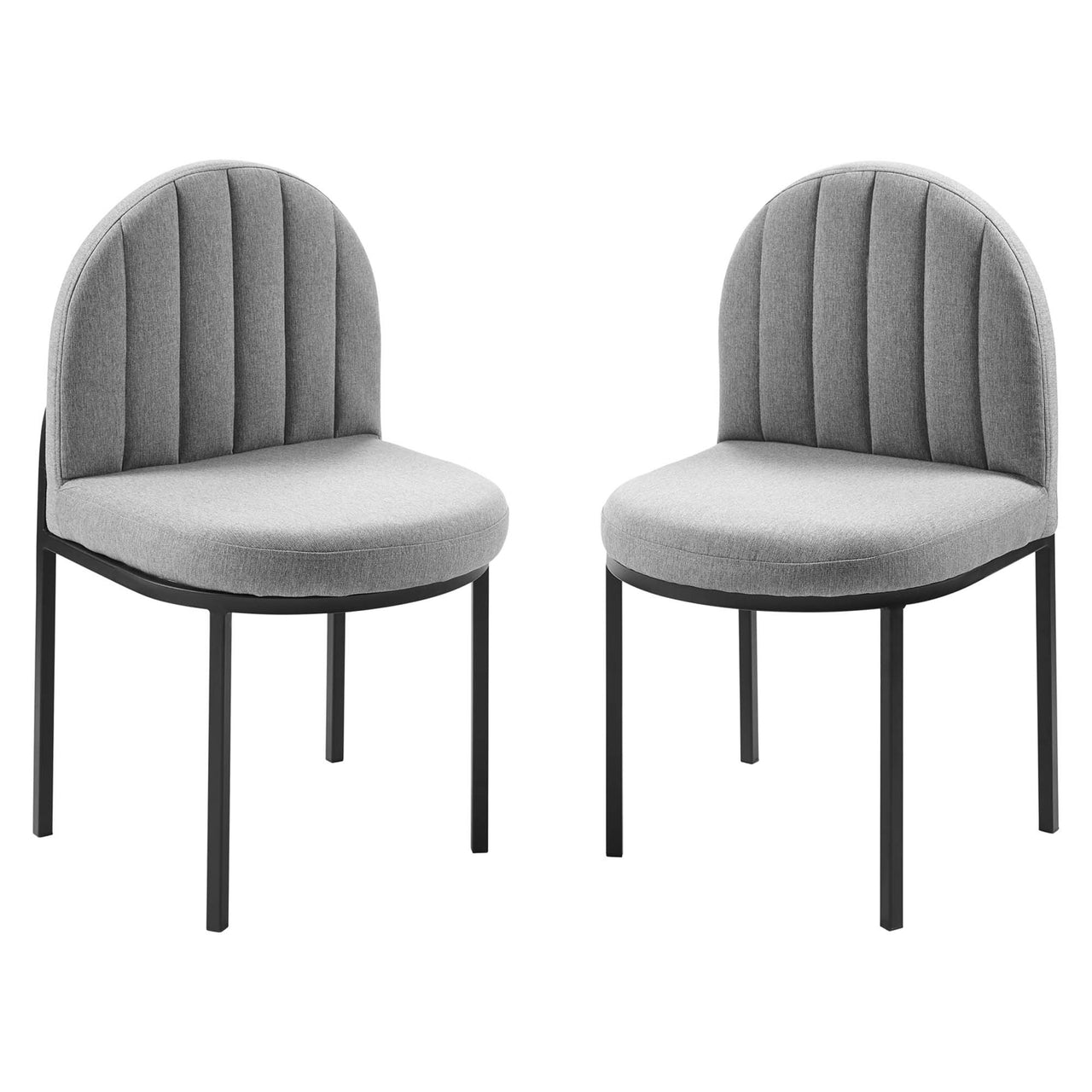 Bivalve Fabric Dining Chair Set of 2, Black & Light Gray