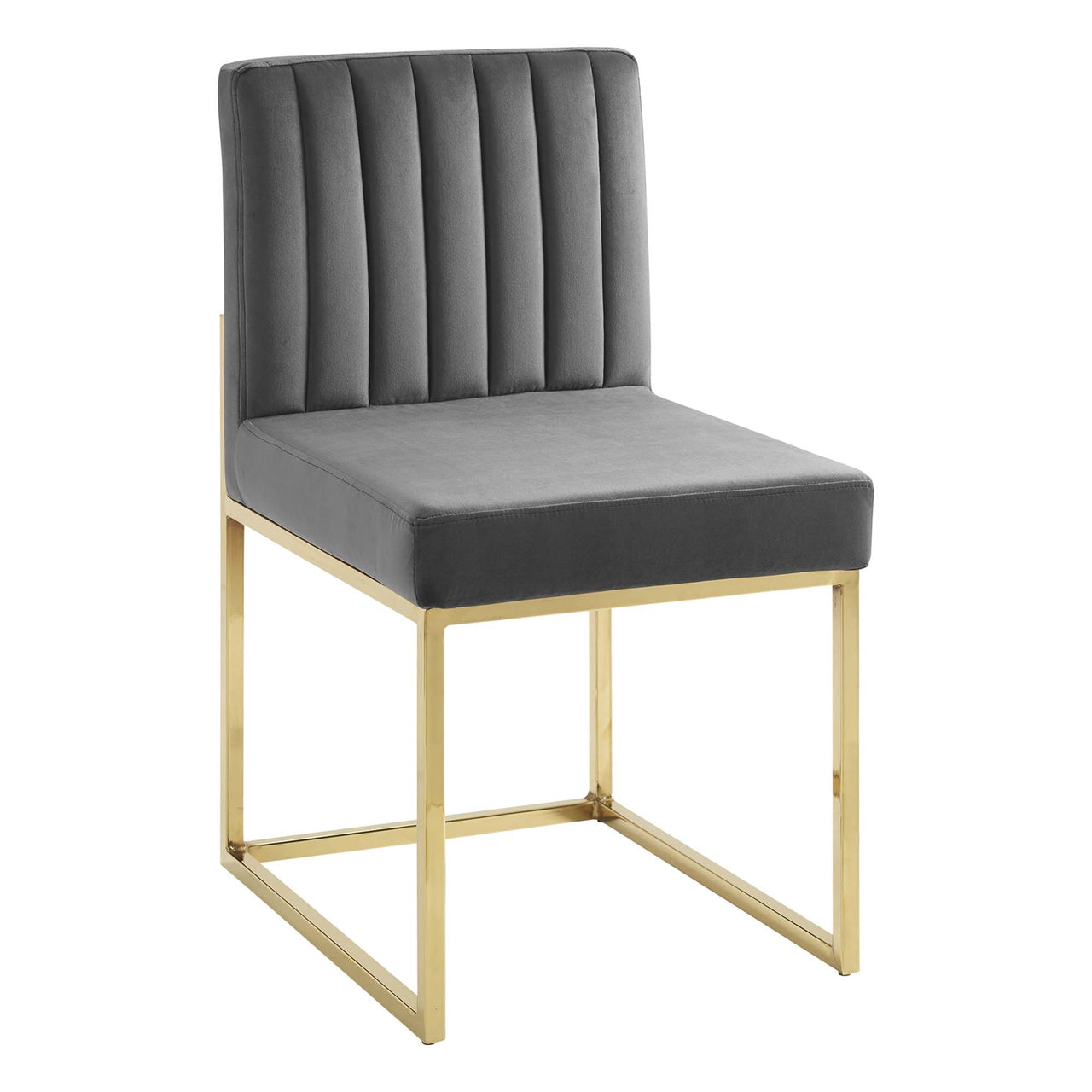 Empress Velvet Side Chair Set of 2, Gold & Charcoal