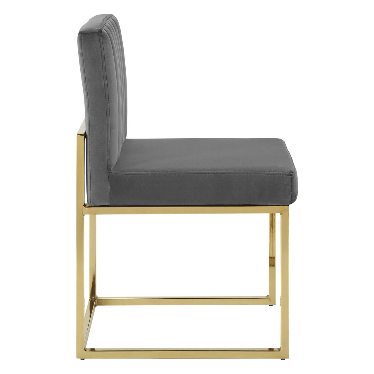 Empress Velvet Side Chair Set of 2, Gold & Charcoal