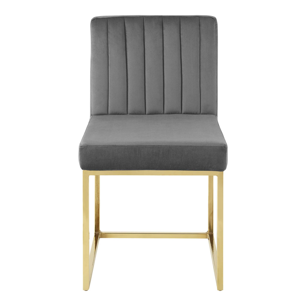 Empress Velvet Side Chair Set of 2, Gold & Charcoal